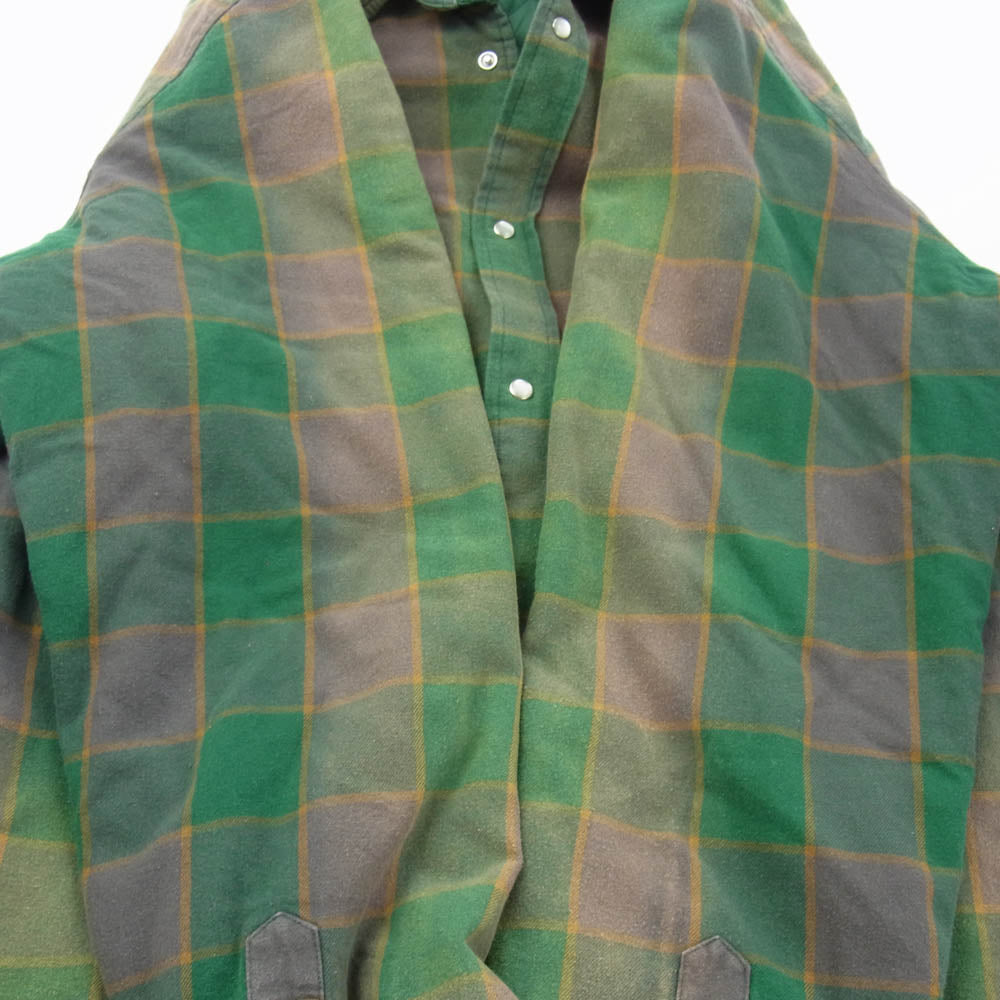 Supreme シュプリーム 18AW Quilted Faded Plaid Shirt フェード加工 中綿 キルティング チェック シャツ ジャケット グリーン系 L【中古】