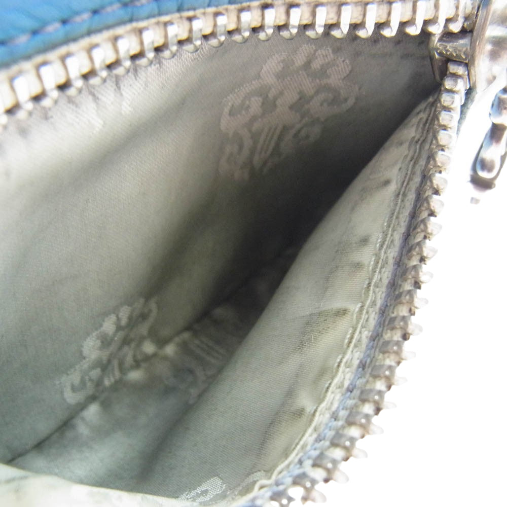 CHROME HEARTS クロムハーツ（原本無） WAVE MINI ウェーブミニ クロスボールボタン レザー ウォレット ブルー系【中古】