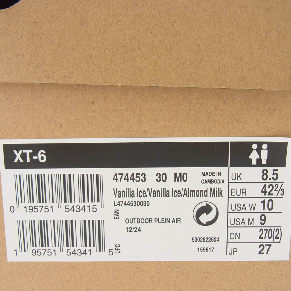 salomon サロモン 474453 XT-6 スポーツ スタイル シューズ ローカット スニーカー オフホワイト系 27cm【新古品】【未使用】【中古】