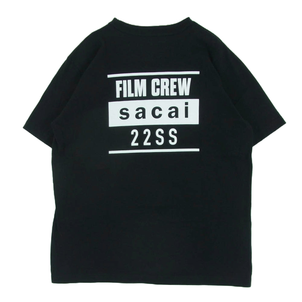 Sacai サカイ 22SS 22-0399S Film Crew T-Shirt フィルム クルー クルーネック 半袖 Tシャツ ブラック系 4【中古】