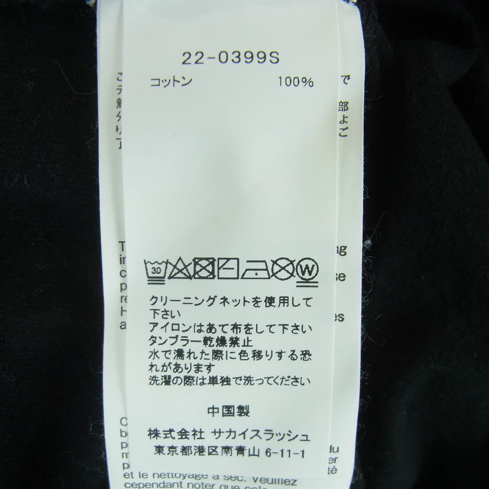 Sacai サカイ 22SS 22-0399S Film Crew T-Shirt フィルム クルー クルーネック 半袖 Tシャツ ブラック系 4【中古】