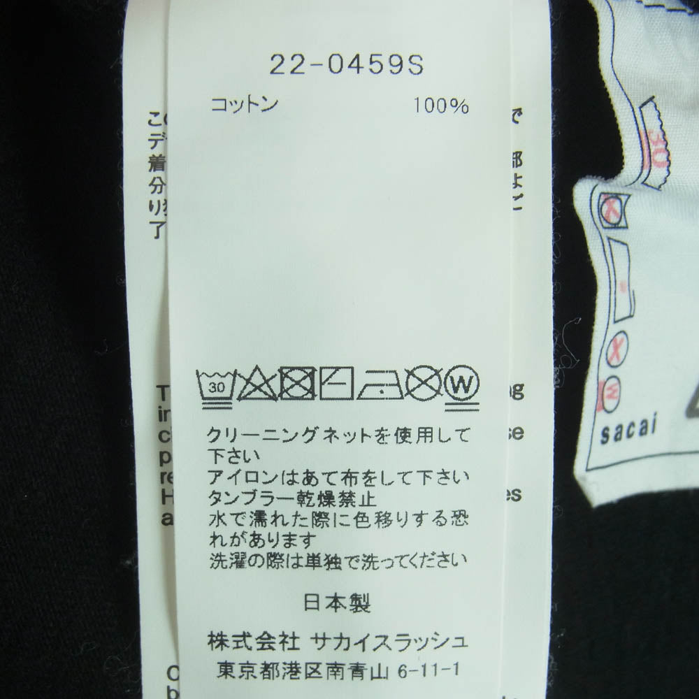 Sacai サカイ 22SS 22-0459S S LOGO PRINT TEE Sロゴ 反転プリント クルーネック 半袖 Tシャツ カットソー ブラック系 4【中古】