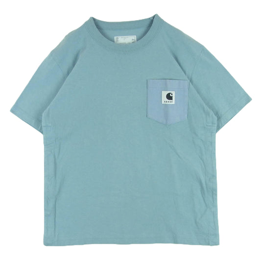 Carhartt カーハート 23AW 23-0557S WIP SACAI サカイ ロゴワッペン ポケット 半袖 Tシャツ カットソー ライトブルー系 3【中古】