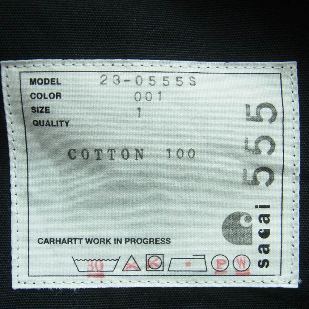 Carhartt カーハート 23AW 23-0555S WIP SACAI サカイ Canvas Pants キャンバス ペインター パンツ ブラック系 1【中古】