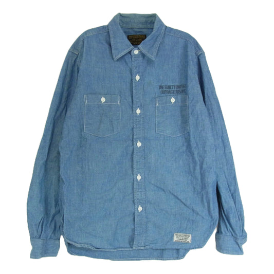 WACKO MARIA ワコマリア Chambray Work Shirt The Guilty Parties シャンブレー 長袖 ワーク シャツ ブルー系 L【中古】