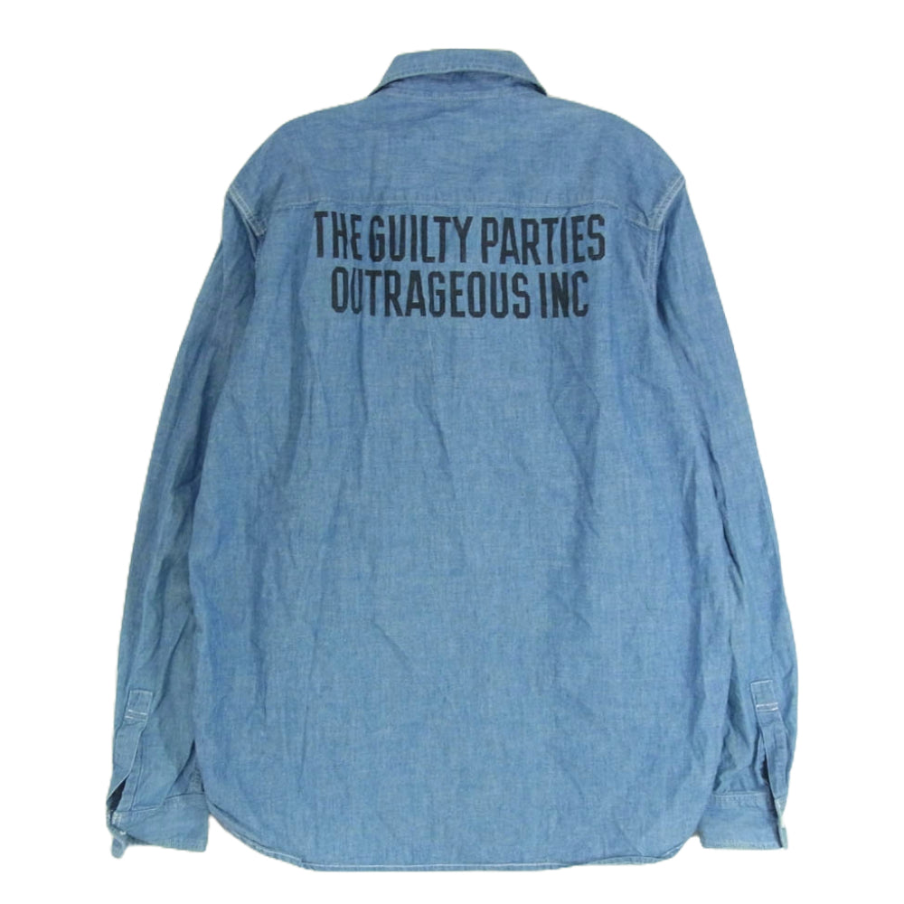 WACKO MARIA ワコマリア Chambray Work Shirt The Guilty Parties シャンブレー 長袖 ワーク シャツ ブルー系 L【中古】