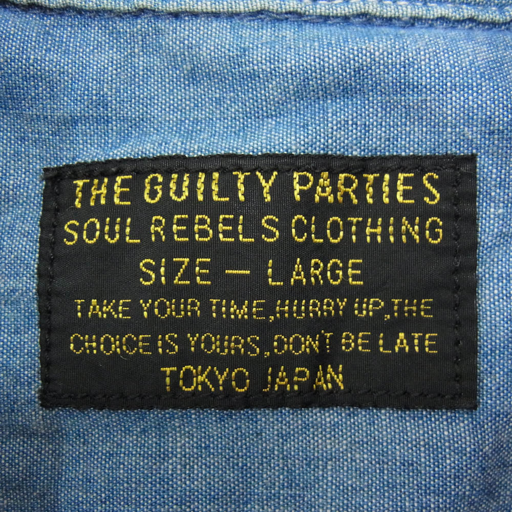 WACKO MARIA ワコマリア Chambray Work Shirt The Guilty Parties シャンブレー 長袖 ワーク シャツ ブルー系 L【中古】
