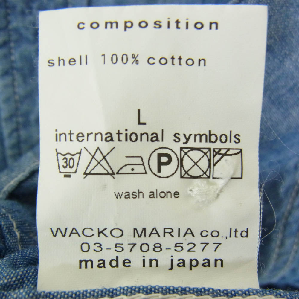 WACKO MARIA ワコマリア Chambray Work Shirt The Guilty Parties シャンブレー 長袖 ワーク シャツ ブルー系 L【中古】