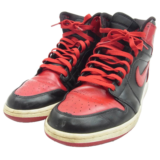 NIKE ナイキ 2009年製 332550-061 JORDAN 1 RETRO HIGH DMP BULLS BLACK VARSITY RED エアジョーダン 1 レトロ ハイ ディフェンディング モーメント パック シカゴ ブルズ ハイカット スニーカー ブラック系 レッド系 27.5cm【中古】