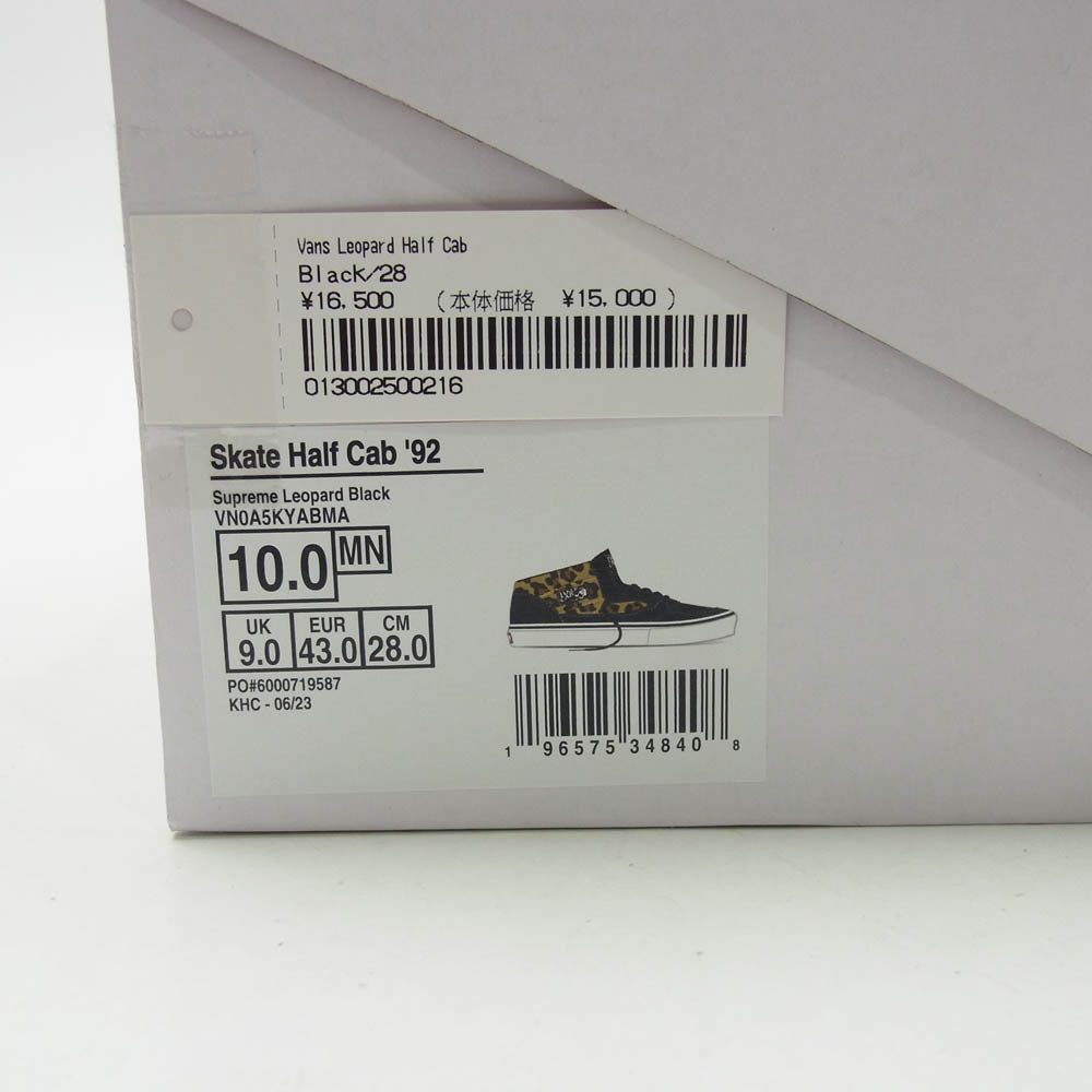VANS バンズ 23AW VN0A5KYABMA × VANS SKATE HALF CAB 92 バンズ ハーフキャブ レオパード ヒョウ柄 ハイカット スニーカー ブラック系 28cm【美品】【中古】