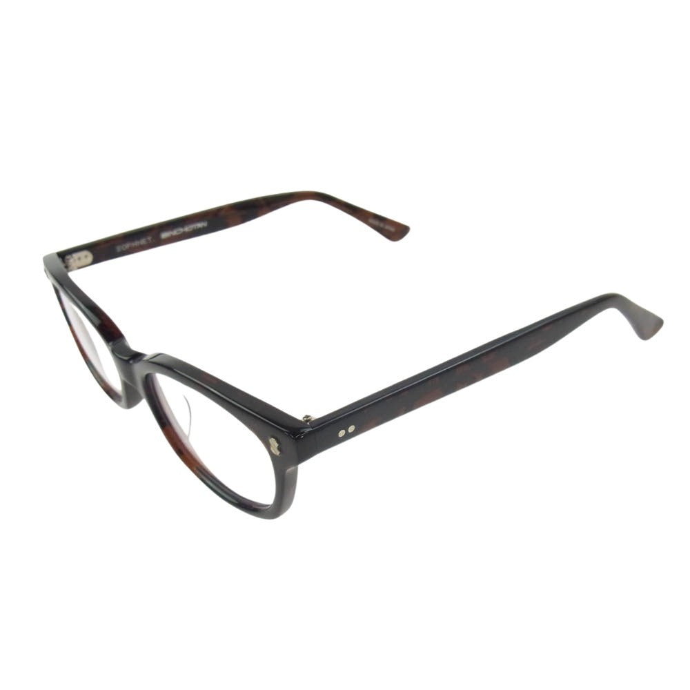SOPHNET. ソフネット 24AW SOPH-242082 × 金子眼鏡 BINCHOTAN GLASSES BROWN ウェリントン メガネ アイウェア ブラウン 日本製 ブラウン系【新古品】【未使用】【中古】