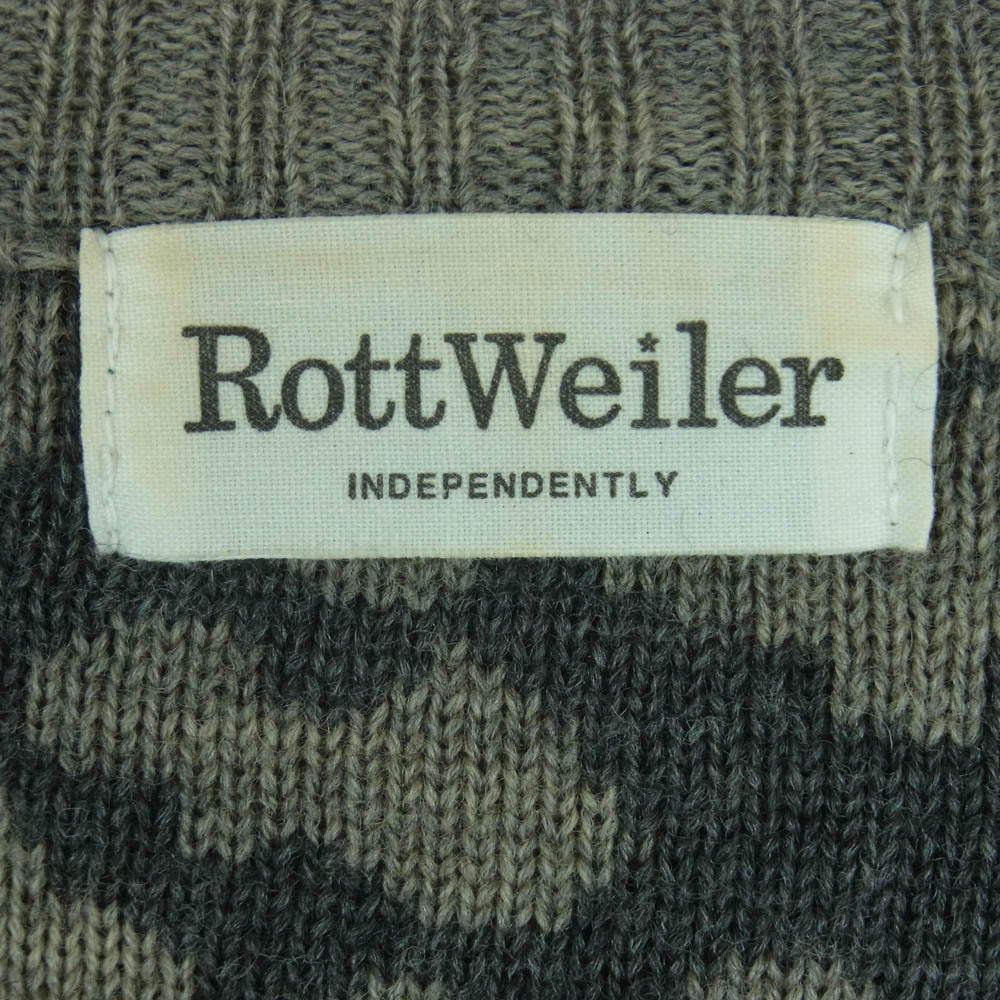 ROTTWEILER ロットワイラー レオパード柄 クルーネック ニット セーター ウール 日本製 グレー系 M【中古】