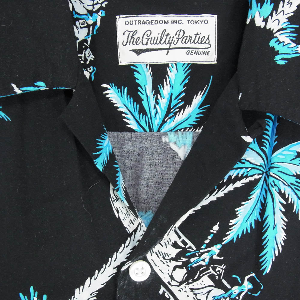 WACKO MARIA ワコマリア 13SS レーヨン アロハ シャツ 半袖 ブラック系 M【中古】