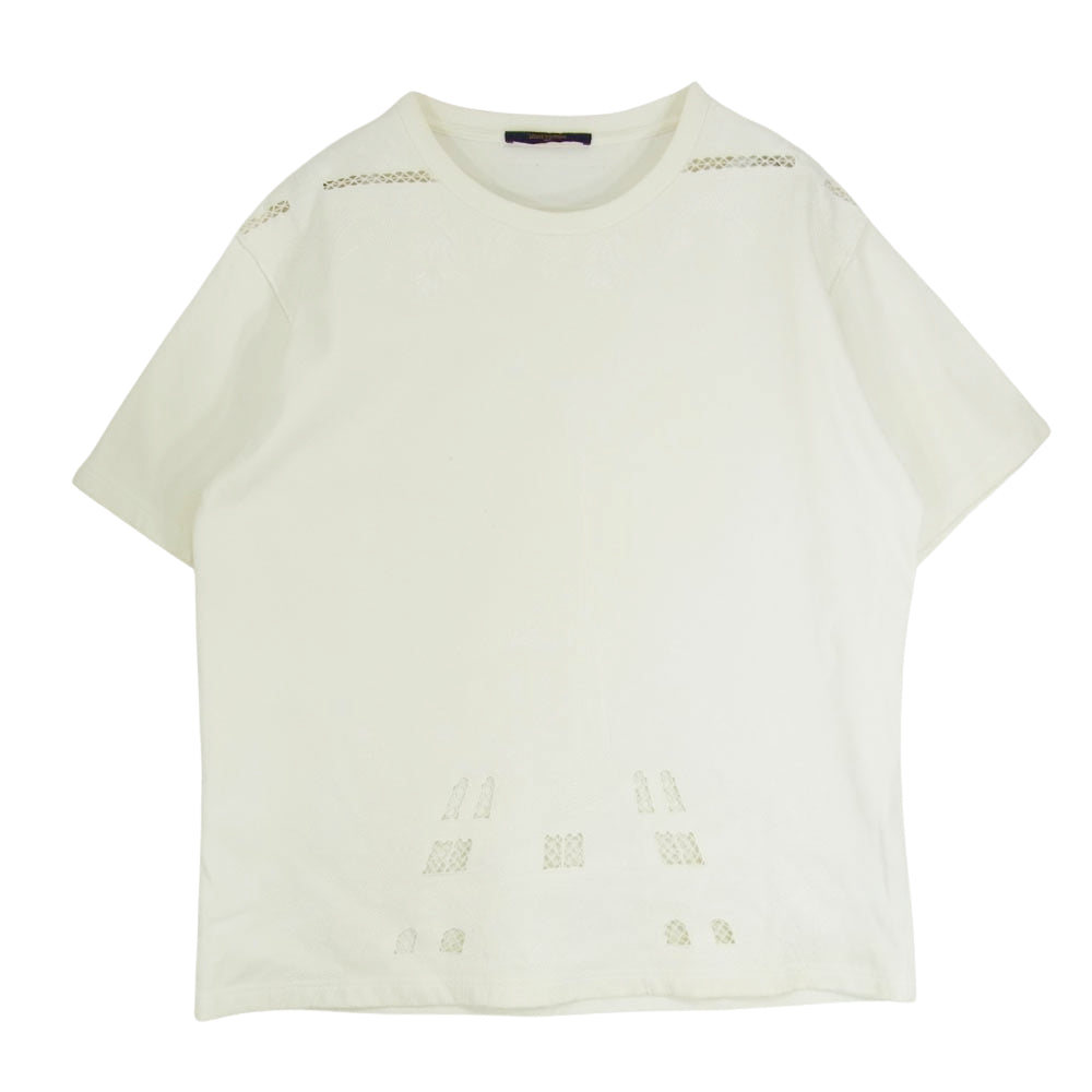 LOUIS VUITTON ルイ・ヴィトン 20SS RM201 TCE HIY89W ヴェジェトゥル レース エンブロイダリー Tシャツ 半袖 カットソー オフホワイト系 XL【中古】