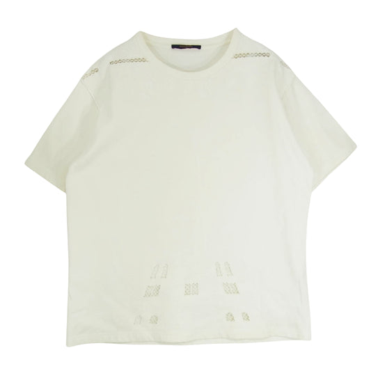 LOUIS VUITTON ルイ・ヴィトン 20SS RM201 TCE HIY89W ヴェジェトゥル レース エンブロイダリー Tシャツ 半袖 カットソー オフホワイト系 XL【中古】