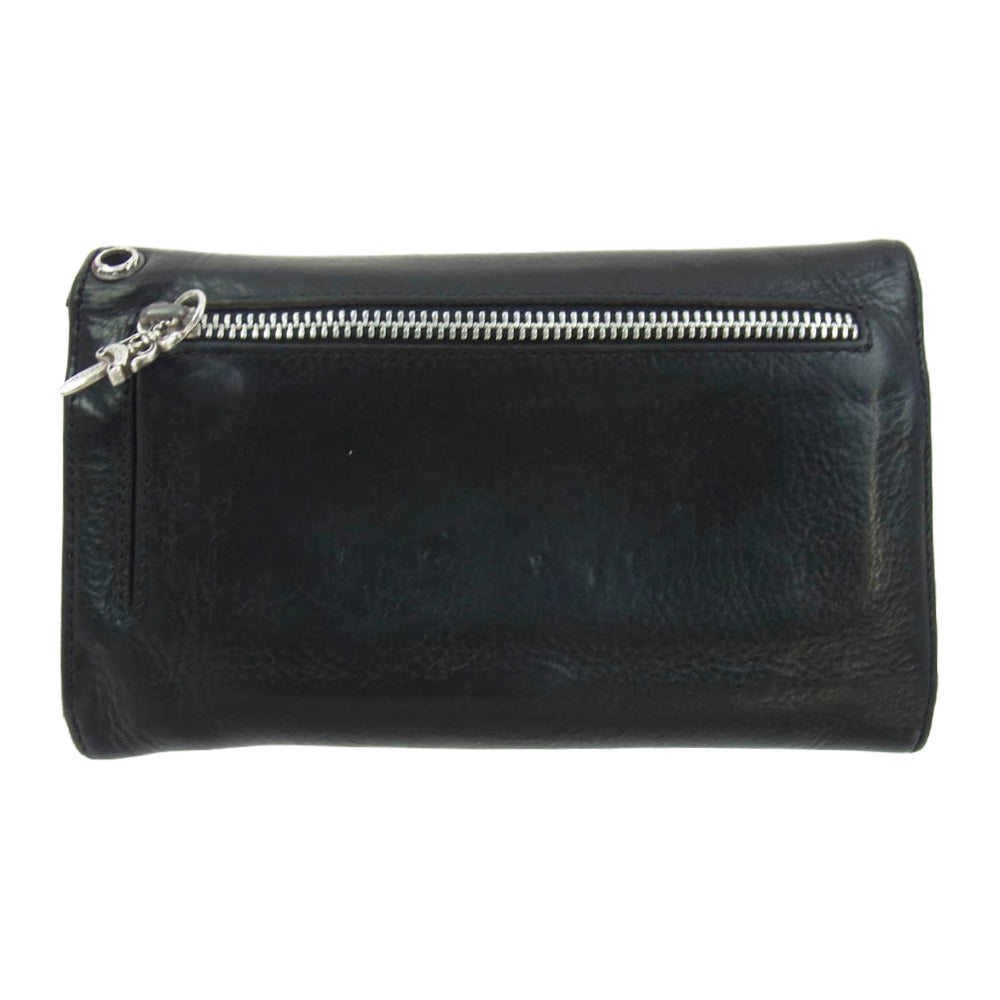 CHROME HEARTS クロムハーツ（原本無） WAVE CROSS BALL ウェーブ クロスボール ボタンレザー ウォレット 財布 ブラック系【中古】