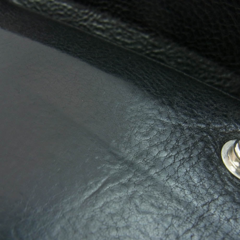 CHROME HEARTS クロムハーツ（原本無） WAVE CROSS BALL ウェーブ クロスボール ボタンレザー ウォレット 財布 ブラック系【中古】