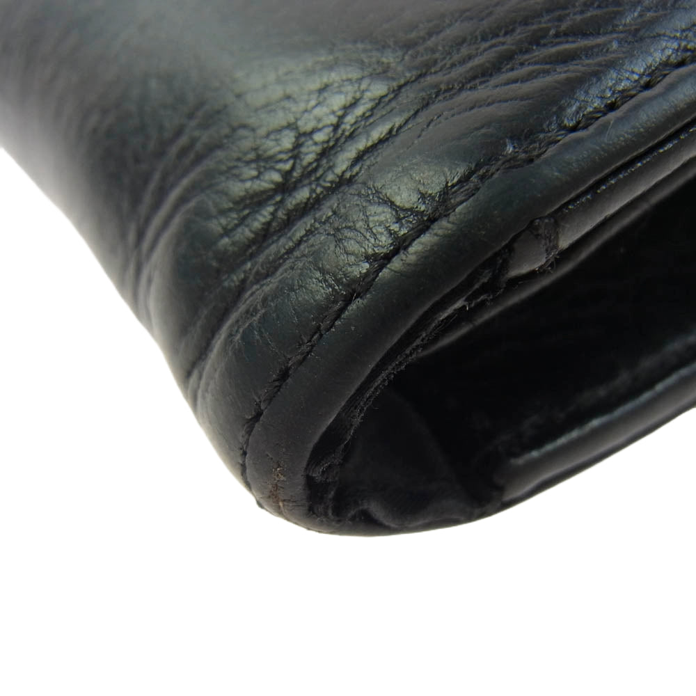 CHROME HEARTS クロムハーツ（原本無） WAVE CROSS BALL ウェーブ クロスボール ボタンレザー ウォレット 財布 ブラック系【中古】