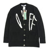 OFF-WHITE オフホワイト OWHB006F20KNI001 ロゴ インターシャ Vネック カーディガン ブラック系 40【美品】【中古】