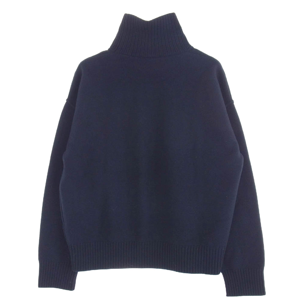 AMI PARIS アミパリス ハート ロゴ タートルネック ニット ネイビー系【中古】