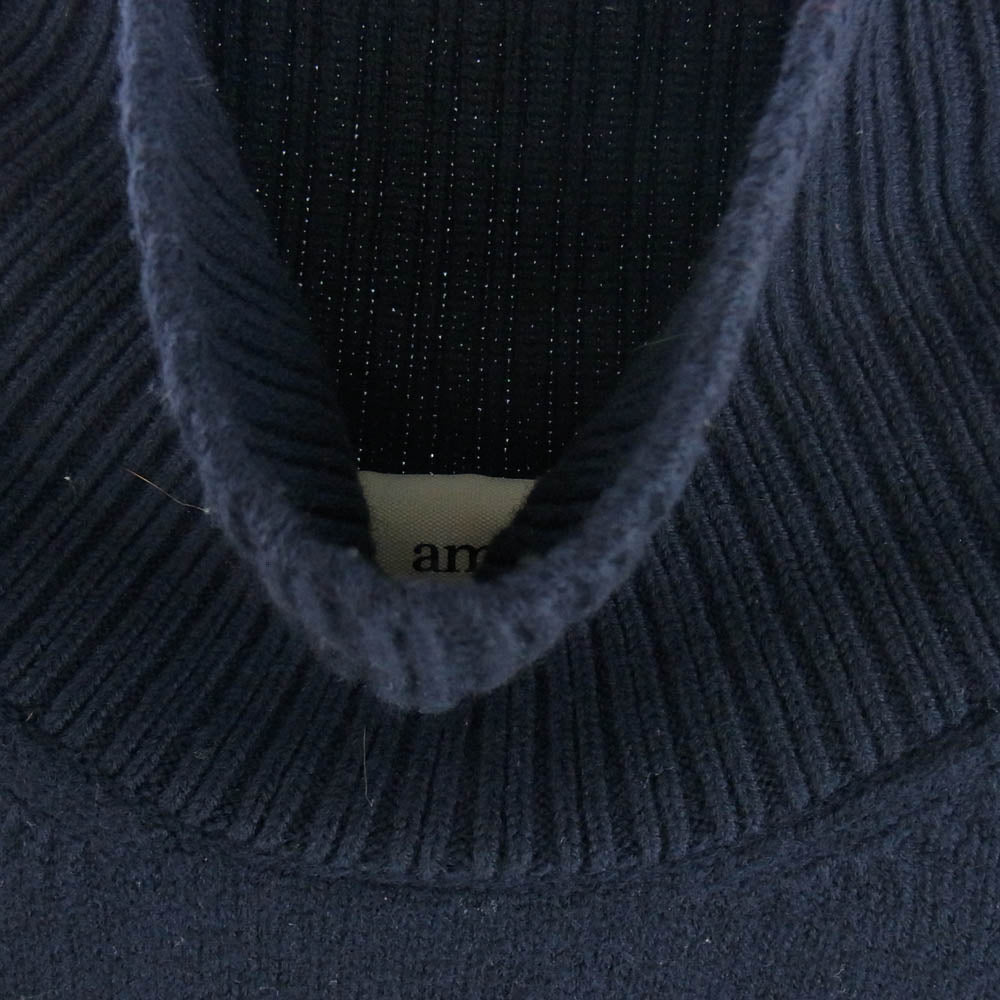 AMI PARIS アミパリス ハート ロゴ タートルネック ニット ネイビー系