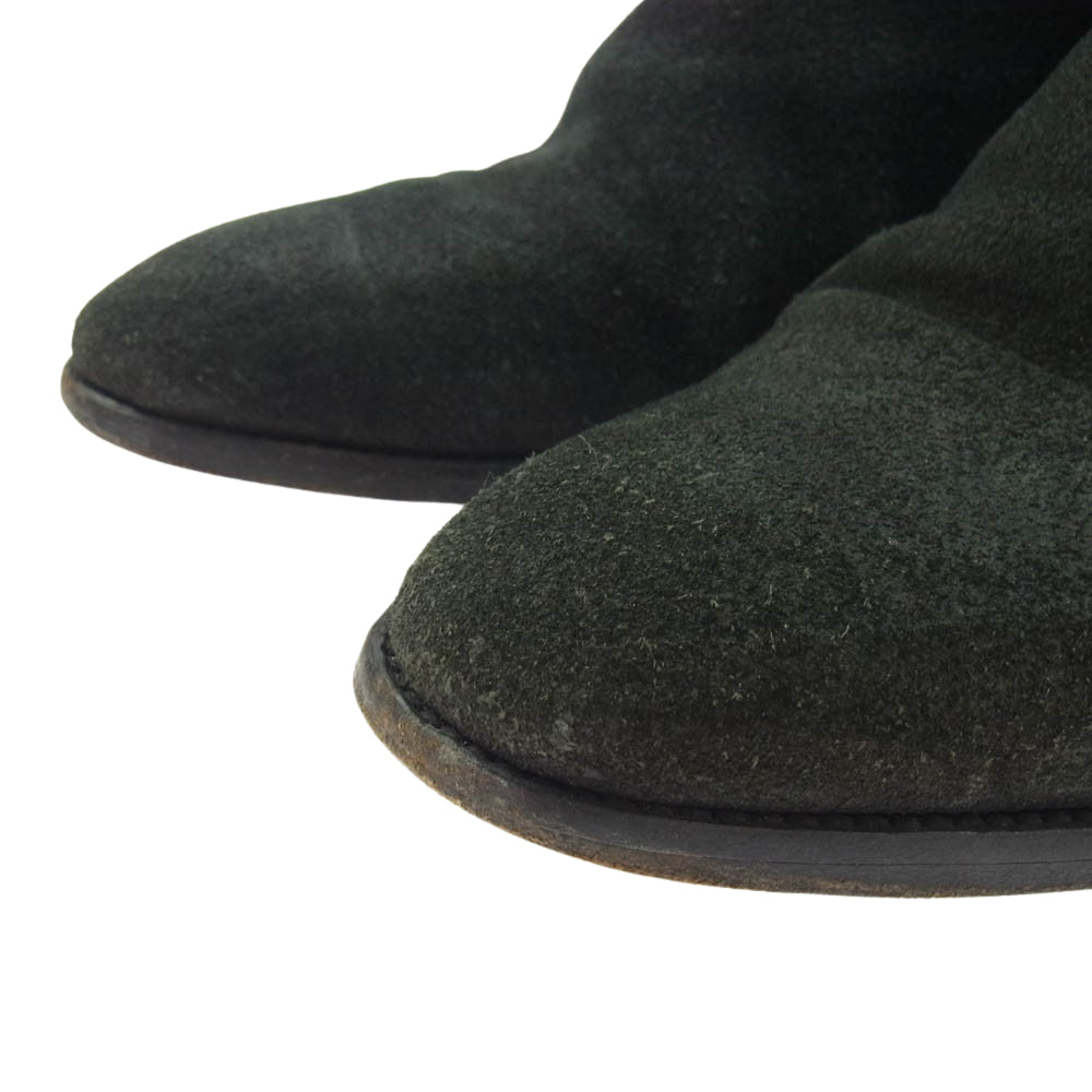 SAINT LAURENT サンローラン 443190 WYATT 40 クラシック ワイアット ハーネス リング レザー サイドジップ スエード ヒール ブーツ ブラック系 40【中古】