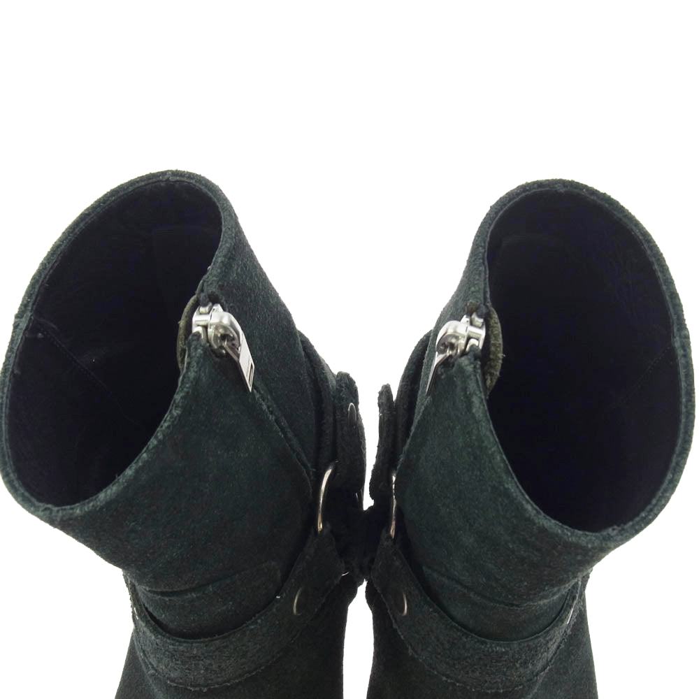 SAINT LAURENT サンローラン 443190 WYATT 40 クラシック ワイアット ハーネス リング レザー サイドジップ スエード ヒール ブーツ ブラック系 40【中古】