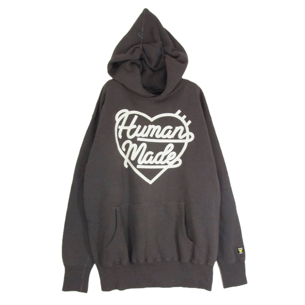HUMAN MADE ヒューマンメイド HOODED SWEATSHIRT ハート ロゴ スウェット パーカー グレー系 L【中古】