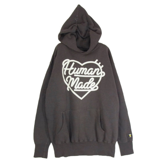 HUMAN MADE ヒューマンメイド HOODED SWEATSHIRT ハート ロゴ スウェット パーカー グレー系 L【中古】