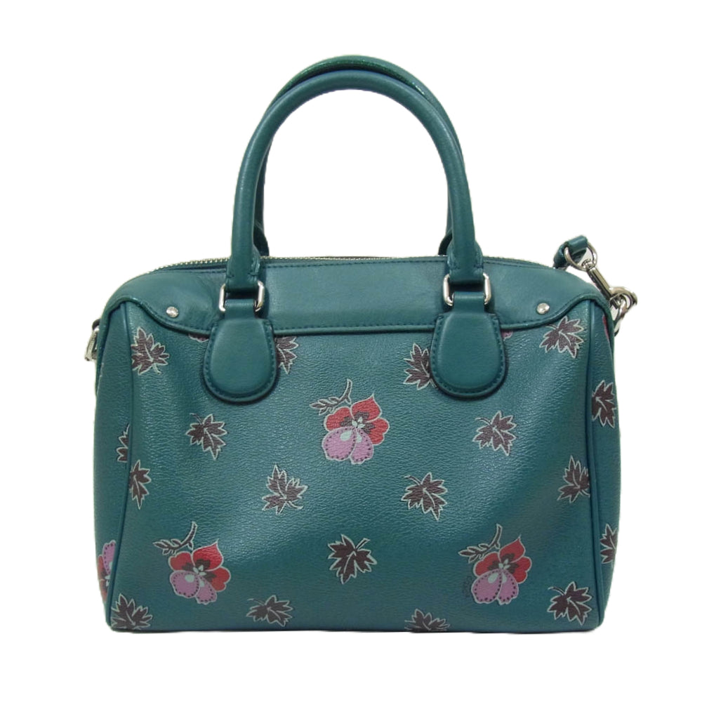 COACH コーチ F11918 2way フラワー プリント ショルダーバッグ グリーン系【中古】