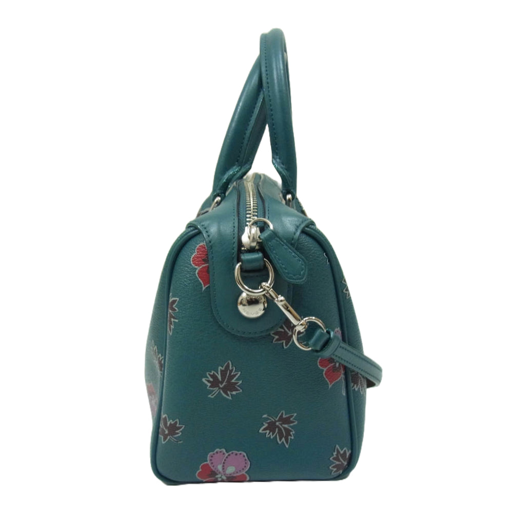 COACH コーチ F11918 2way フラワー プリント ショルダーバッグ グリーン系【中古】