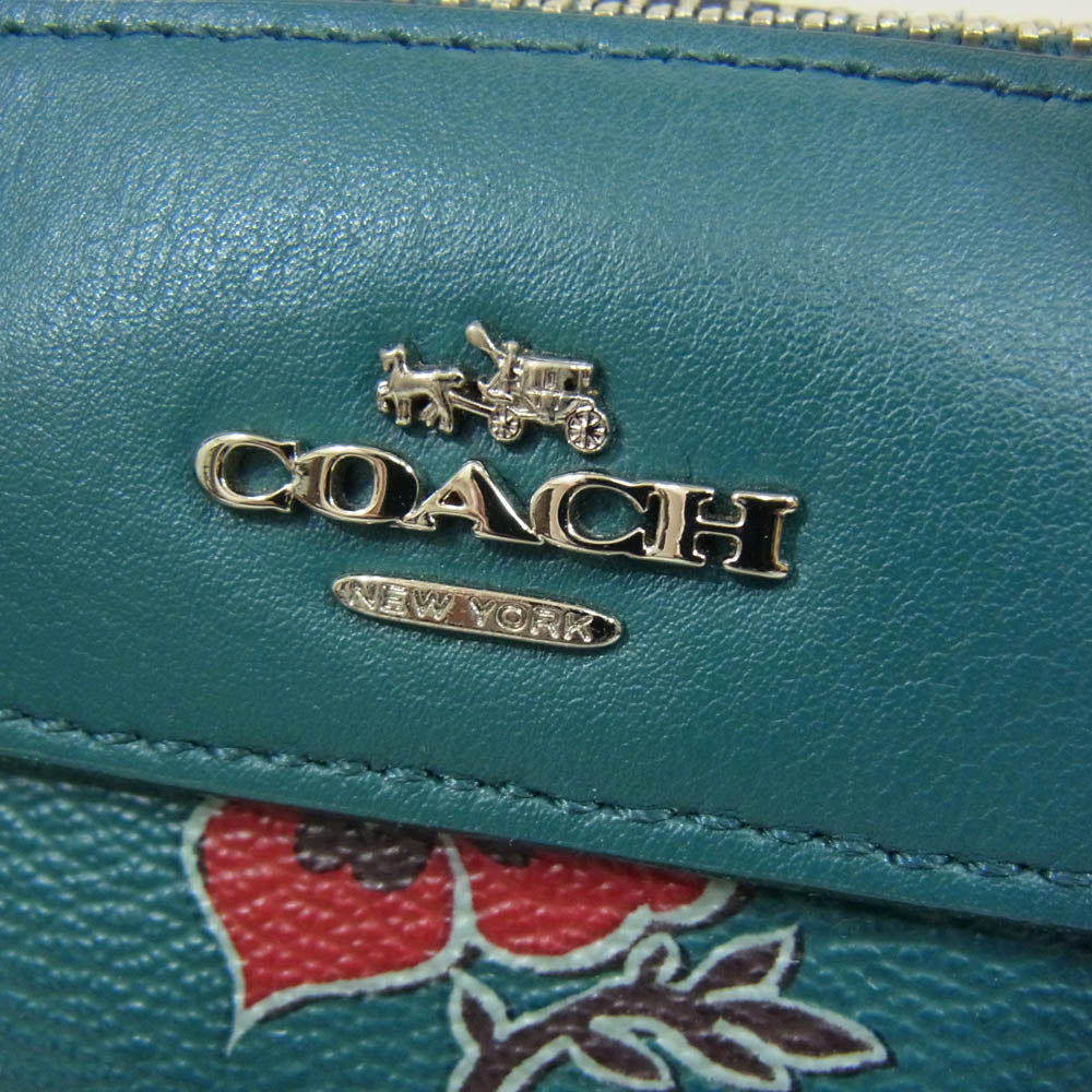 COACH コーチ F11918 2way フラワー プリント ショルダーバッグ グリーン系【中古】