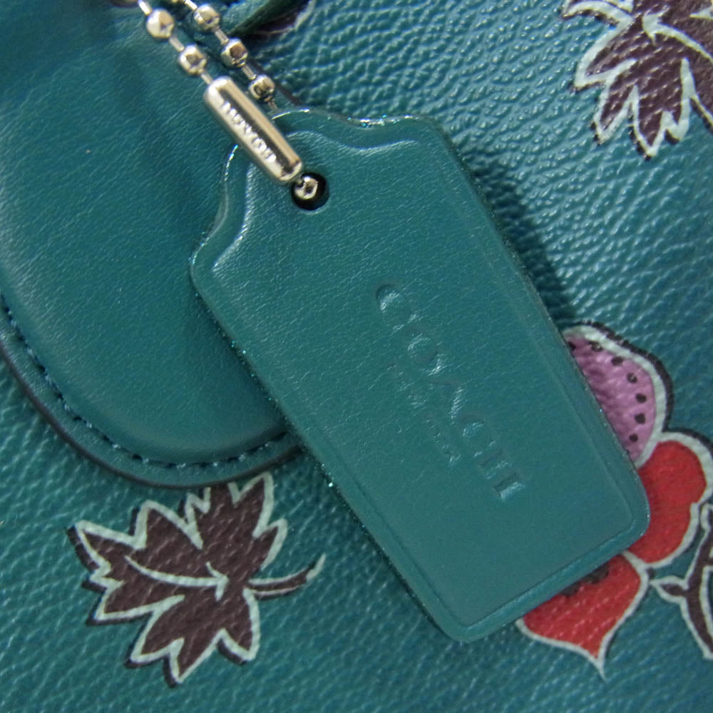 COACH コーチ F11918 2way フラワー プリント ショルダーバッグ グリーン系【中古】