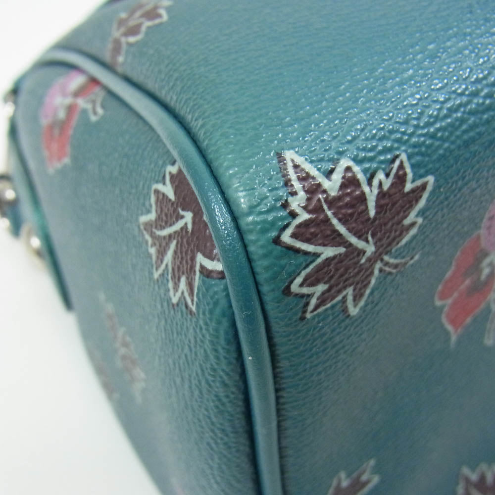 COACH コーチ F11918 2way フラワー プリント ショルダーバッグ グリーン系【中古】