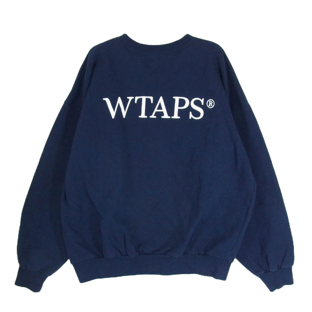 WTAPS ダブルタップス 22AW 222ATDT-CPM02S LOCKS SWEATER COTTON ロゴ プリント クルーネック スウェット ネイビー系 X02【中古】