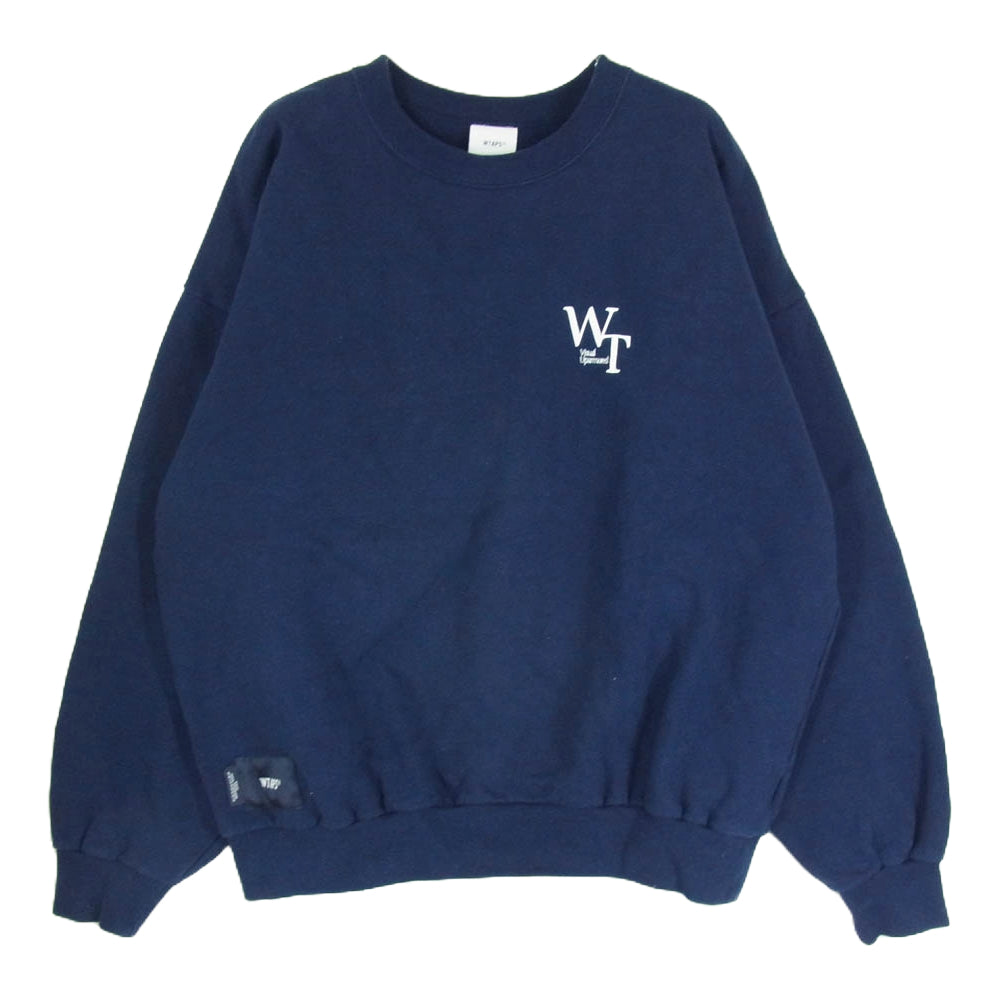 WTAPS ダブルタップス 22AW 222ATDT-CPM02S LOCKS SWEATER COTTON ロゴ プリント クルーネック スウェット ネイビー系 X02【中古】