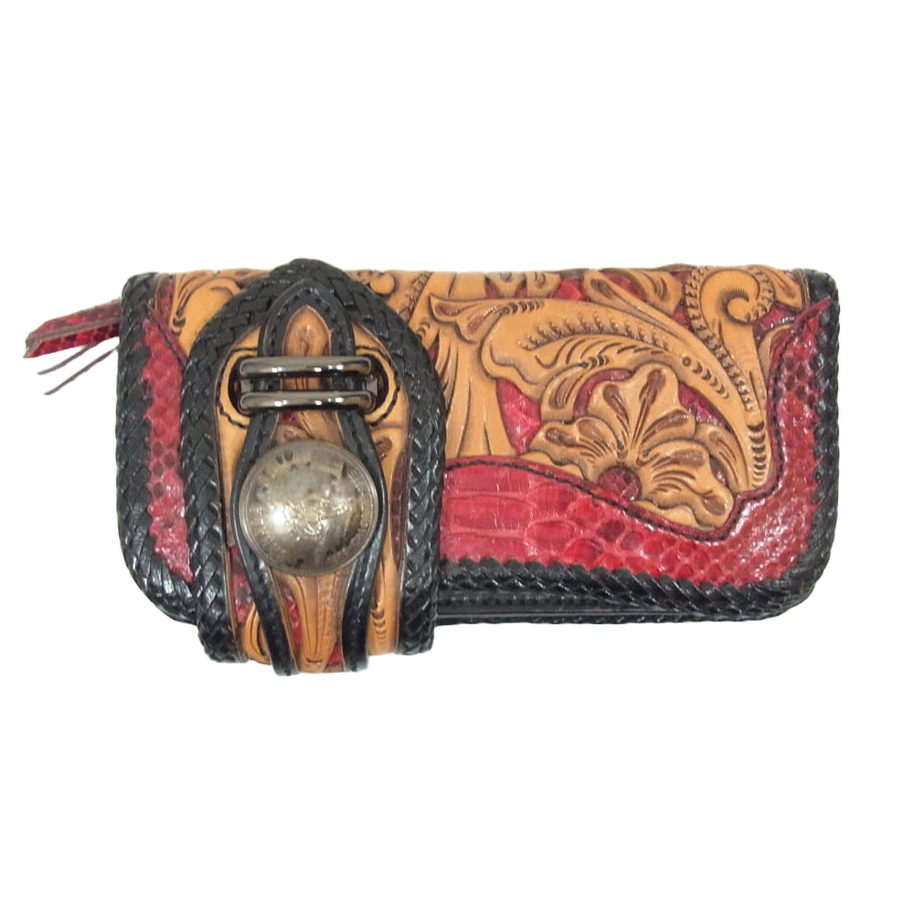 ザ スレイヤー カスタム レザー ロング ウォレット 長財布 レッド系【中古】