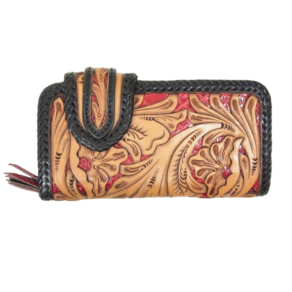 ザ スレイヤー カスタム レザー ロング ウォレット 長財布 レッド系【中古】