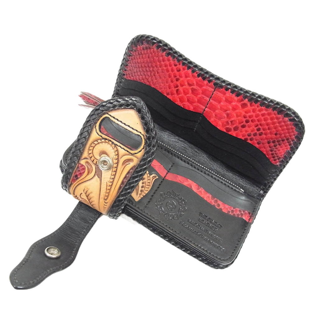 ザ スレイヤー カスタム レザー ロング ウォレット 長財布 レッド系【中古】