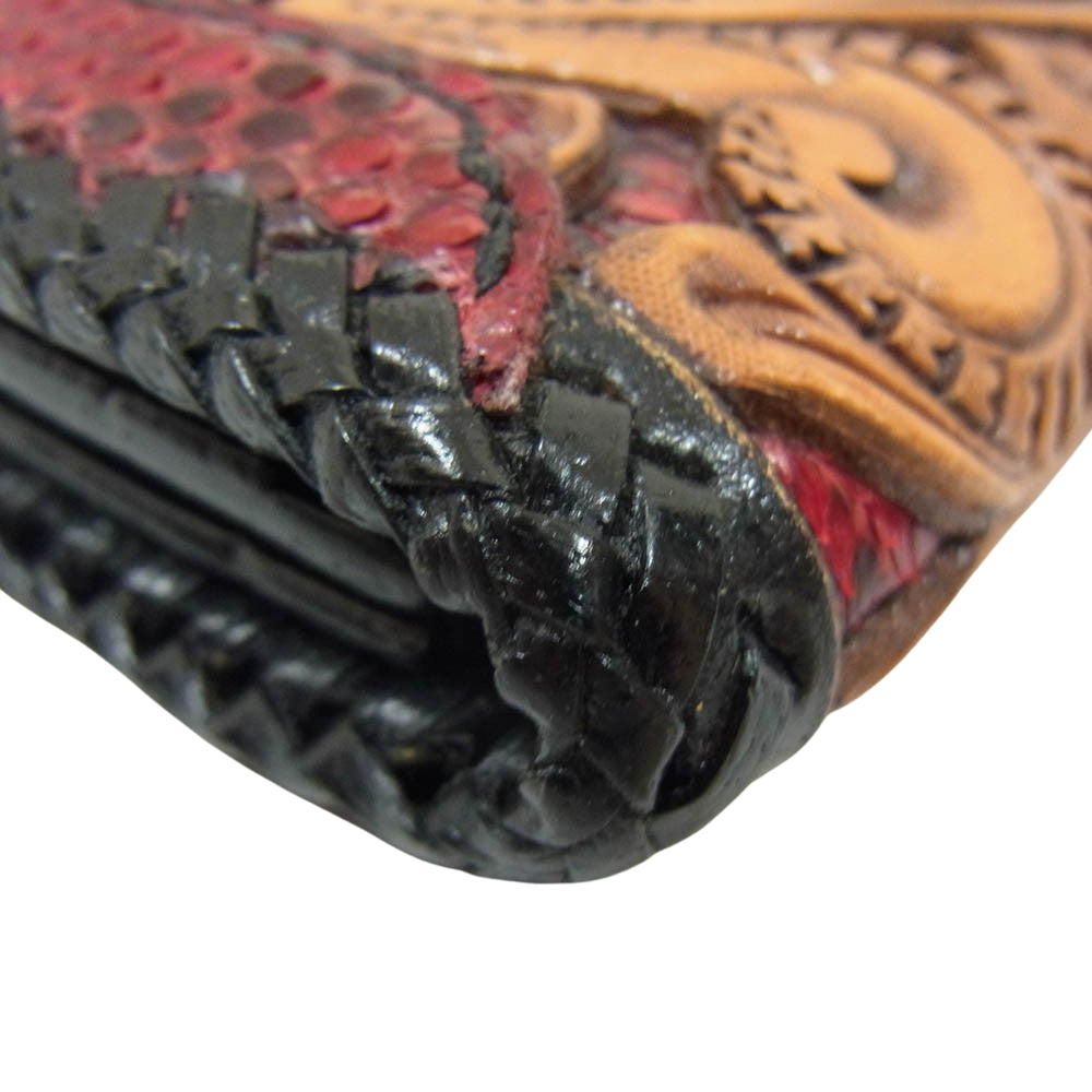 ザ スレイヤー カスタム レザー ロング ウォレット 長財布 レッド系【中古】