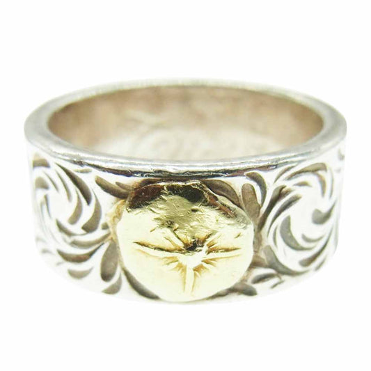 スタジオ T&Y 金メタル付 唐草 リング シルバー系 19号【中古】