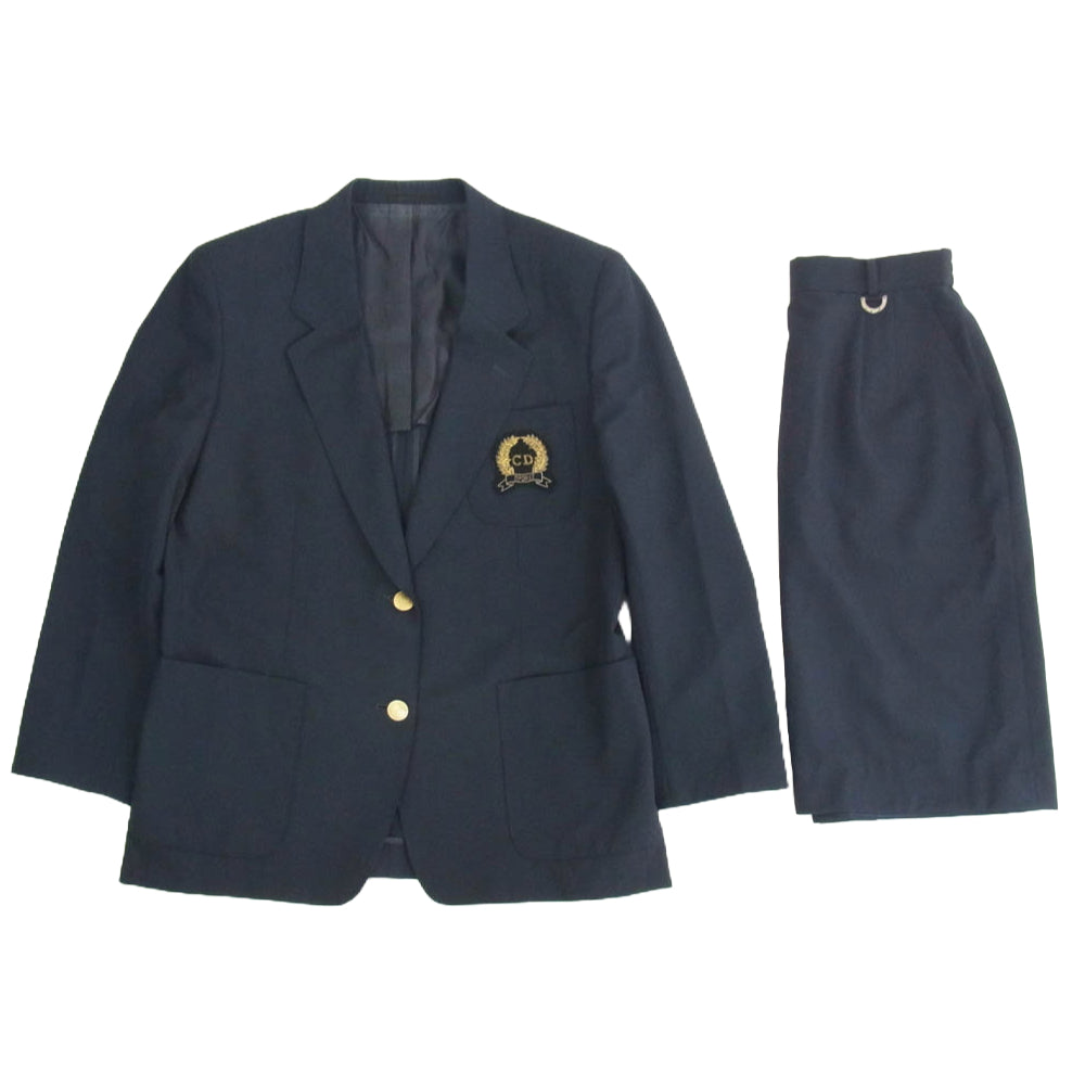 Christian Dior クリスチャンディオール Z0A0102 SPORTS 金ボタン ウール テーラード ジャケット スカート セットアップ ダークネイビー系 L 上下：Lサイズ【中古】