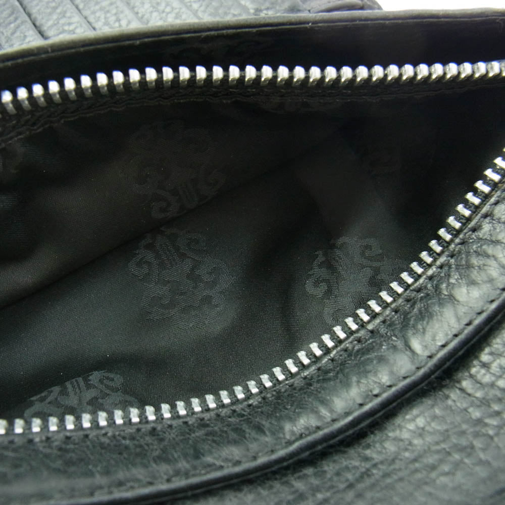 CHROME HEARTS クロムハーツ（原本無） WAVE ウェーブウォレット クロスボールボタン レザー 長財布 ブラック系【中古】