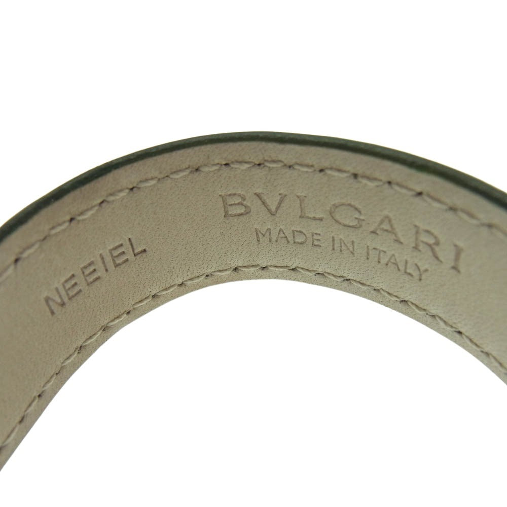 BVLGARI ブルガリ ドッピオトンド グリーン レザー ブレスレット 腕輪 ライトグリーン系【中古】