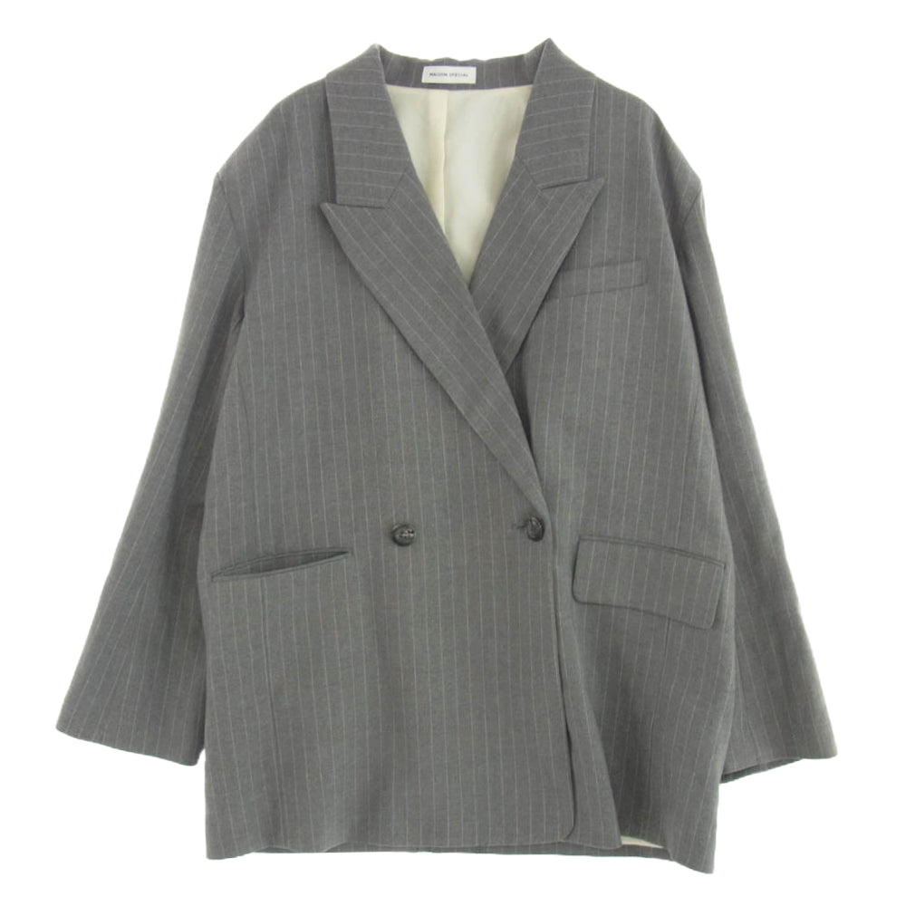 MAISON SPECIAL メゾンスペシャル 21232115201 Over Medium PinstripeI Jacket オーバー ミディアム ストライプ テーラード ジャケット グレー系 free【中古】