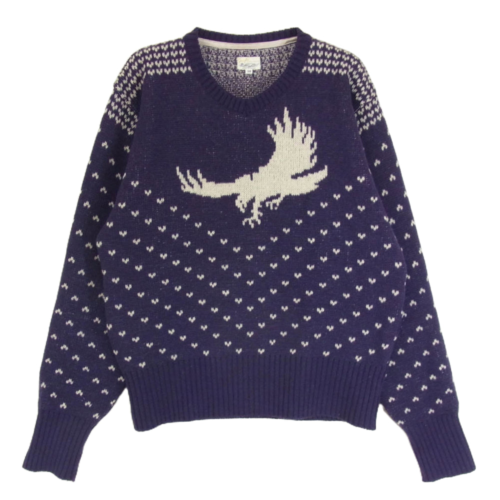 ジーアンドエフコー EAGLE JACQUARD KNIT イーグル ジャガード ニット セーター ネイビー系 38【中古】