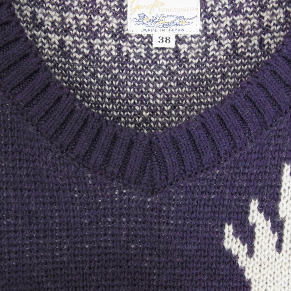 ジーアンドエフコー EAGLE JACQUARD KNIT イーグル ジャガード ニット セーター ネイビー系 38【中古】