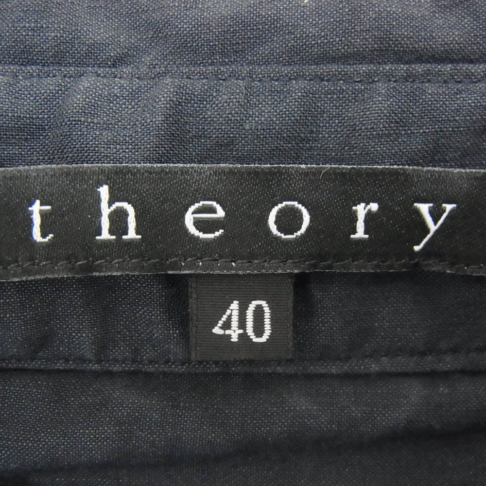 theory セオリー 無地 ロングスリーブ 長袖 シャツ ネイビー系 40【中古】