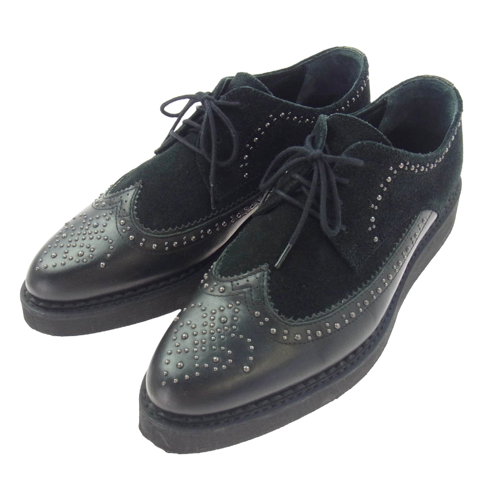 DIESEL ディーゼル ドレスシューズ ウィングチップ スエード ラバーソール 42 ブラック系 42【中古】