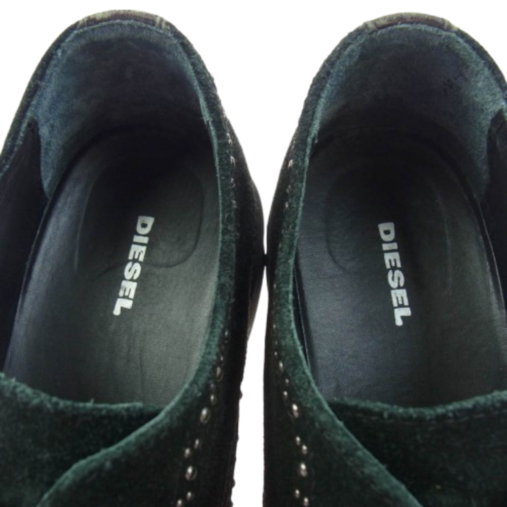 DIESEL ディーゼル ドレスシューズ ウィングチップ スエード ラバーソール 42 ブラック系 42【中古】